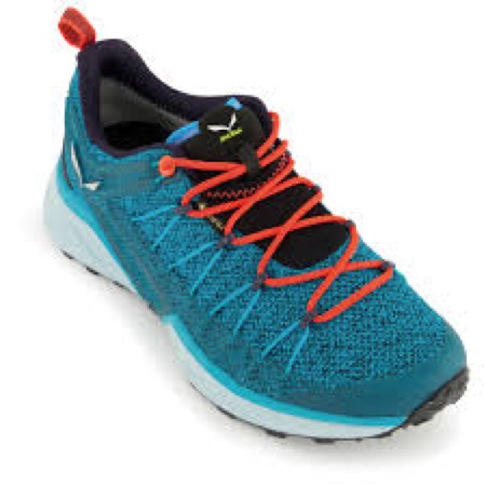 Women’s Teal Knit Running Sneakers with Coral Laces